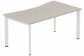 Plan vague symétrique 180x90x80cm, plateau acacia, structure blanc