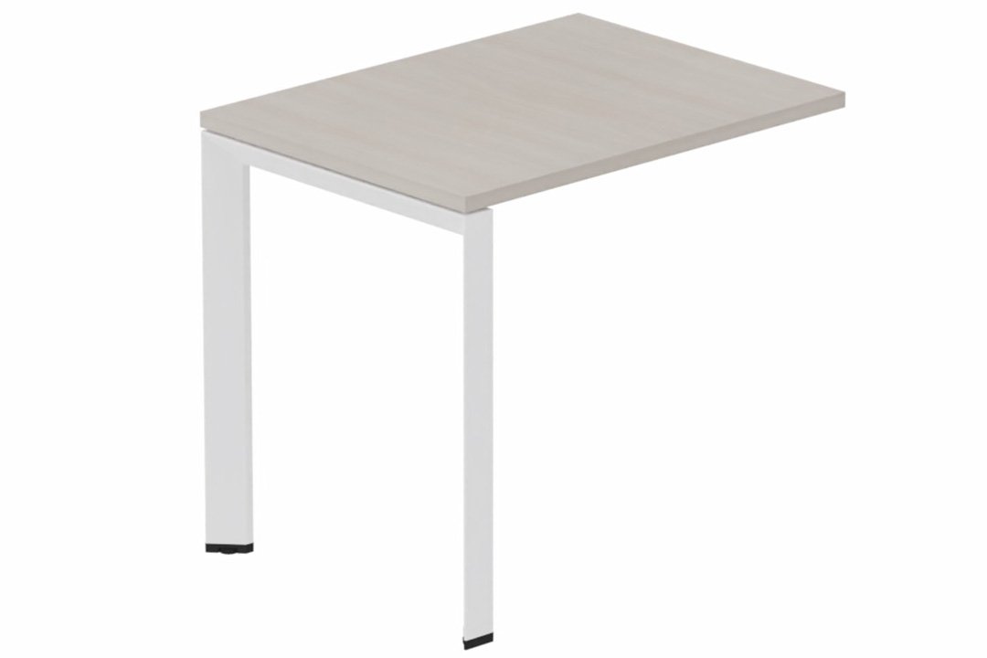 Retour direct 120x60cm sur pied, plateau acacia, structure blanc