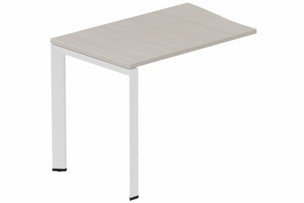 Gamme K7 - Extensions - Plans vagues - Retour vague à droite 90x60cm sur pied, plateau acacia, structure blanc