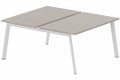 Bench départ 2 plateaux fixes 180 x 80 cm encombrement 180x165cm, plateau acacia, structure blanc
