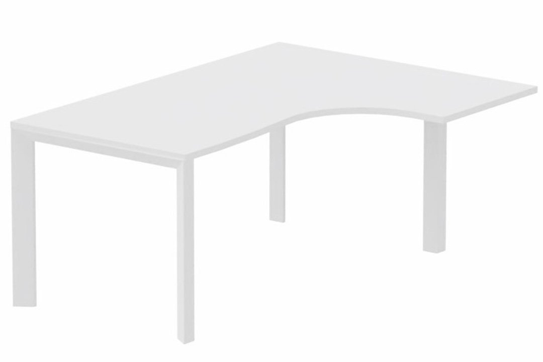 Plan Compact 90° asymétrique 180x120x80/60cm retour à droite blanc/blanc - sur délai
