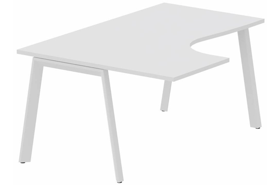 Plan compact 90° asymétrique 180 x 120 x 80 / 60 cm, plateau blanc, structure blanc