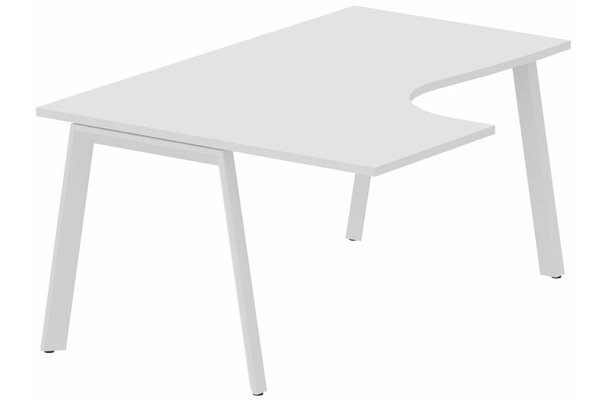 Gamme K8 - Plans compacts - Plan compact 90° asymétrique 160 x 120 x 80 / 60 cm, plateau blanc, structure blanc
