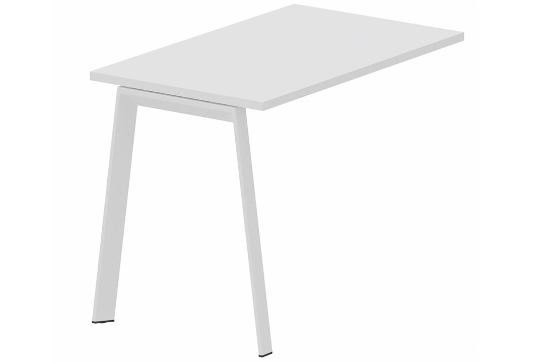 Extension retour direct sur pied K7 100 x 60 cm, plateau blanc, structure blanc