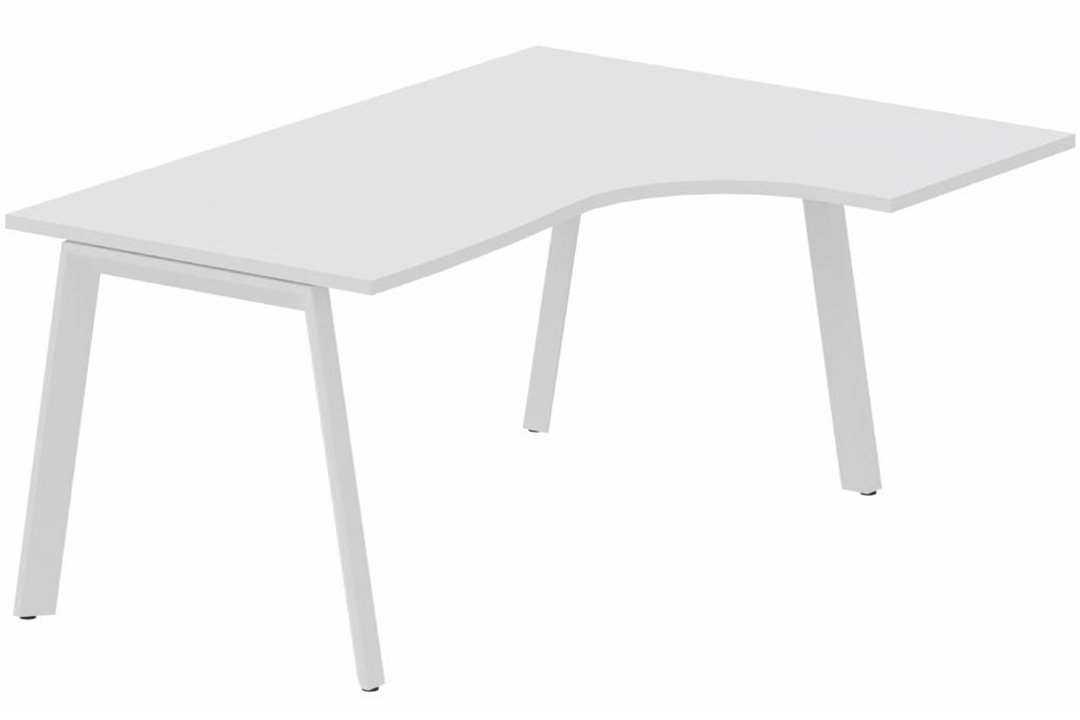 Plan compact 90° asymétrique 160 x 120 x 80 / 60 cm, plateau blanc, structure blanc