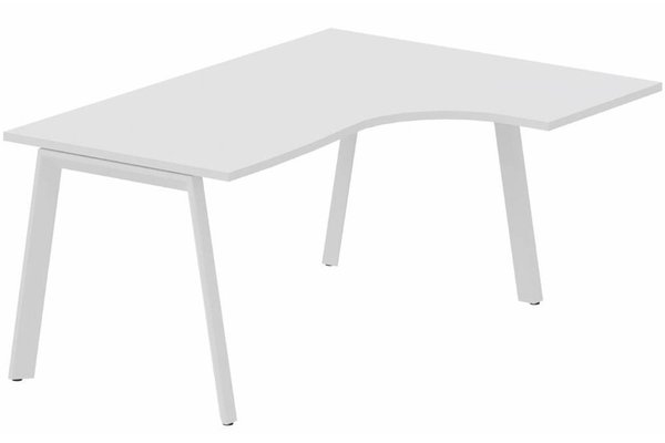 Gamme K8 - Plans compacts - Plan compact 90° asymétrique 180 x 120 x 80 / 60 cm, plateau blanc, structure blanc