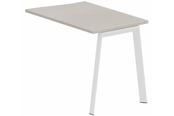 Gamme K8 - Extensions - Plans vagues - Retour vague à droite 90 x 60 cm sur pied K7, plateau acacia, structure blanc
