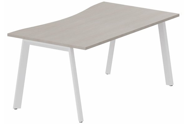 Gamme K8 - Plans vagues - Plan vague symétrique 160 x 90 x 80 cm, plateau acacia, structure blanc