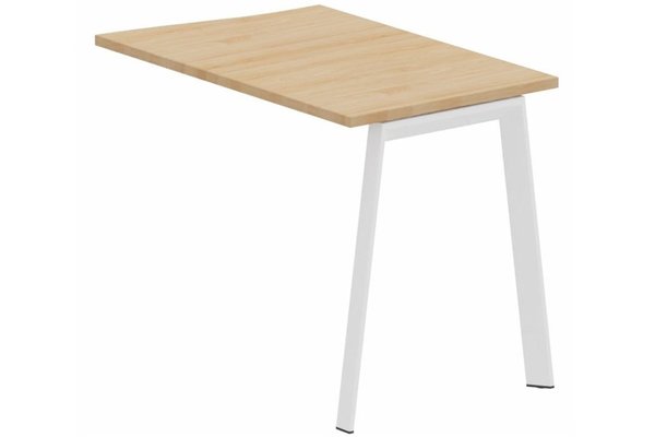 Gamme K8 - Extensions - Plans vagues - Retour vague à droite 90 x 60 cm sur pied K7, plateau hêtre, structure blanc