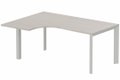 Plan Compact 90° asymétrique 180x120x80/60cm retour à gauche, plateau acacia, structure aluminium