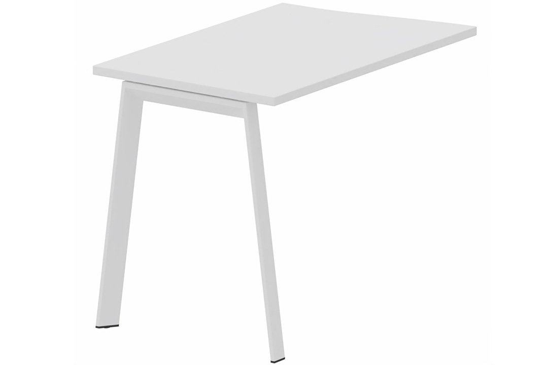 Retour vague à gauche 90 x 60 cm sur pied K7, plateau blanc, structure blanc