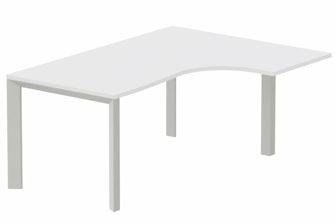 Plan Compact 90° asymétrique 160x120x80/60cm retour à droite blanc/aluminium - sur délai