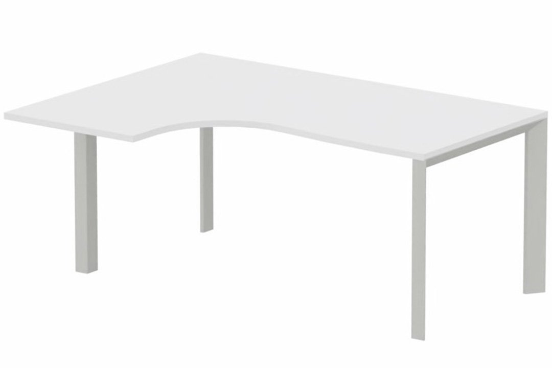 Plan Compact 90° asymétrique 160x120x80/60cm retour à gauche blanc/aluminium - sur délai