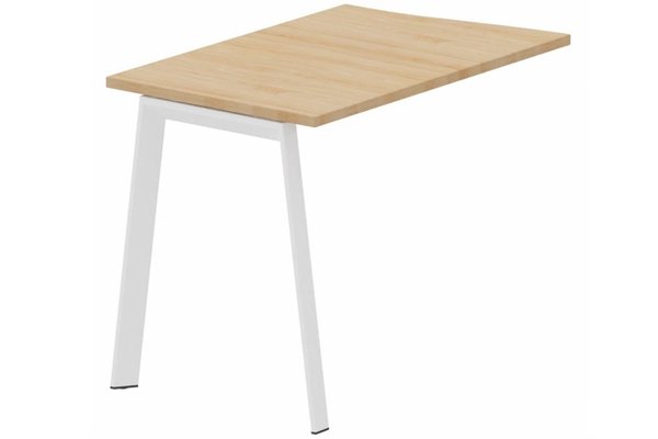 Gamme K8 - Extensions - Plans vagues - Retour vague à gauche 90 x 60 cm sur pied K7, plateau hêtre, structure blanc