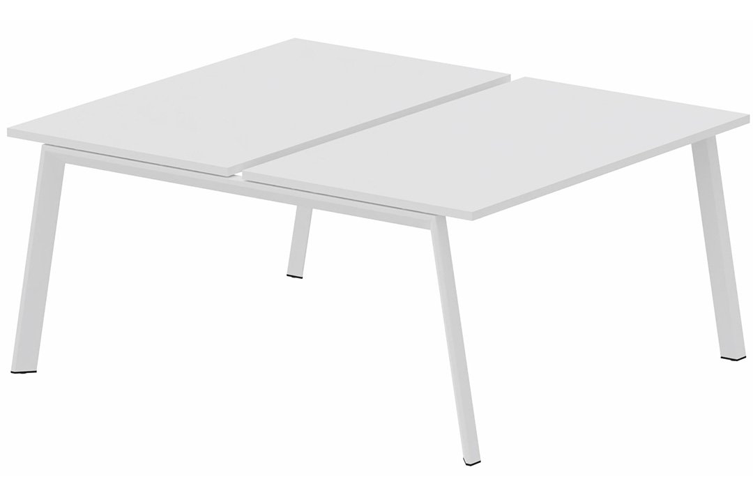 Bench départ 2 plateaux fixes 140 x 80 cm encombrement 140x165cm, plateau blanc, structure blanc