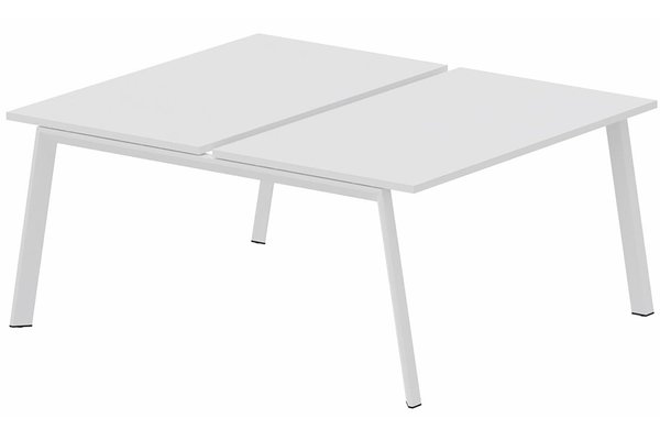 Postes Bench (poste doubles) - Série K8 - Bench départ 2 plateaux fixes 160 x 80 cm encombrement 160x165cm, plateau blanc, structure blanc