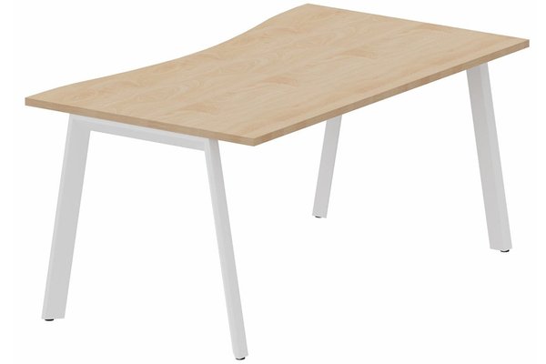 Gamme K8 - Plans vagues - Plan vague symétrique 160 x 90 x 80 cm, plateau hêtre, structure blanc