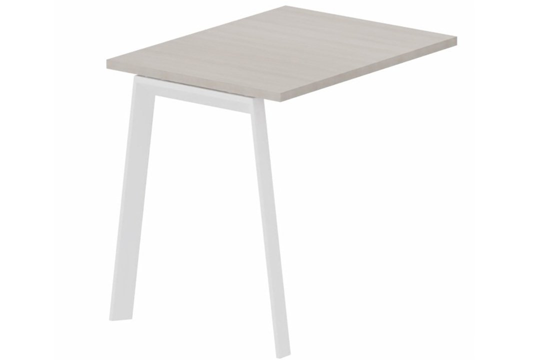 Extension retour direct 120 x 60 cm, plateau acacia, structure blanc