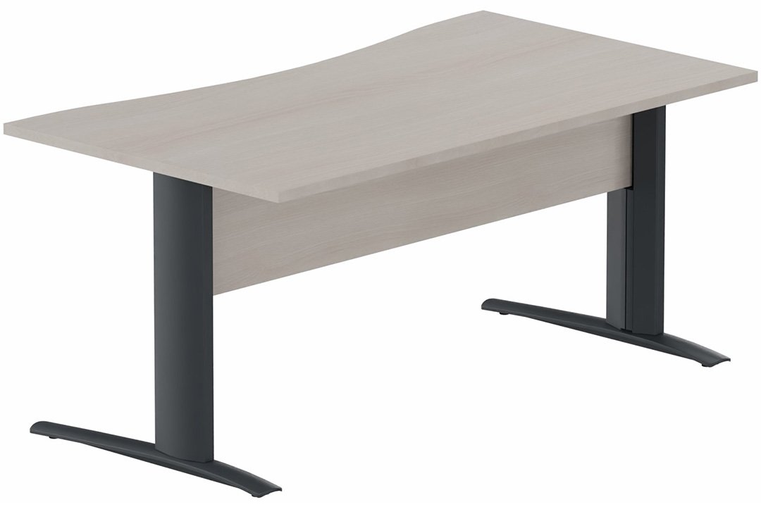 Plan vague symétrique, VDF Bois, 160x90x80cm, plateau acacia, structure anthracite