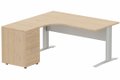 K1 VDF METAL Compact 90° asymétrique 160x162x80/60cm retour à gauche avec caisson HB bois 3 tiroirs hêtre/aluminium