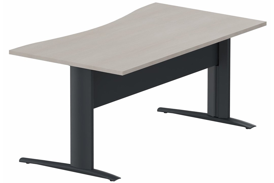 Plan vague symétrique, VDF Métal, 160x90x80cm, plateau acacia, structure anthracite