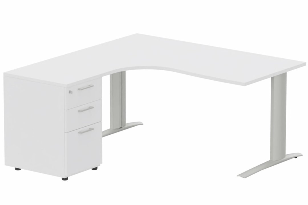 Bureau retour à gauche, caisson mélaminé, 160x162x80cm