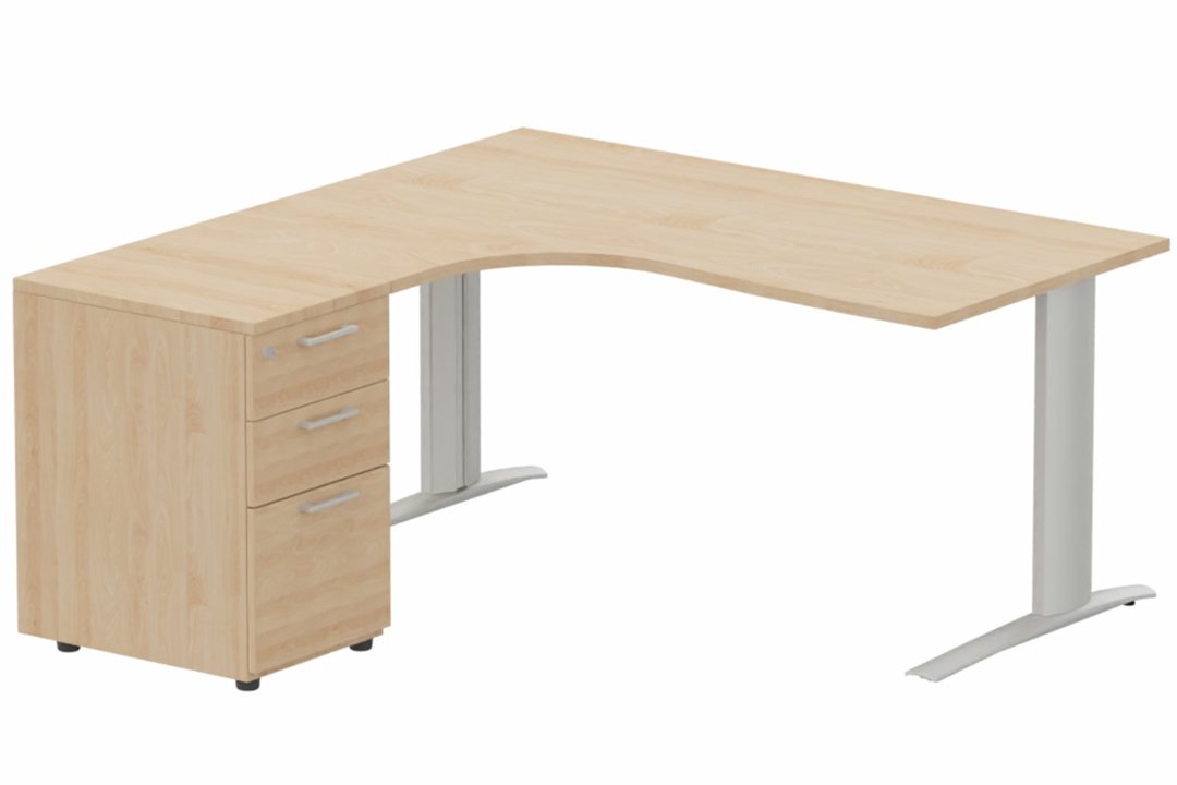 Bureau retour à gauche, caisson mélaminé, 180x162x80cm