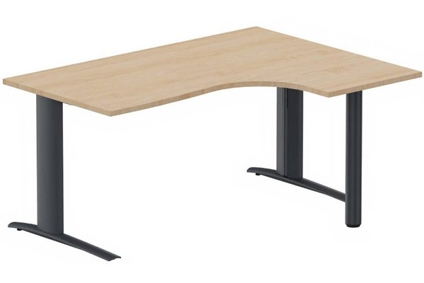 Gamme K1 - Plans compacts - Bureau retour à droite sur pied, 180x120x80cm
