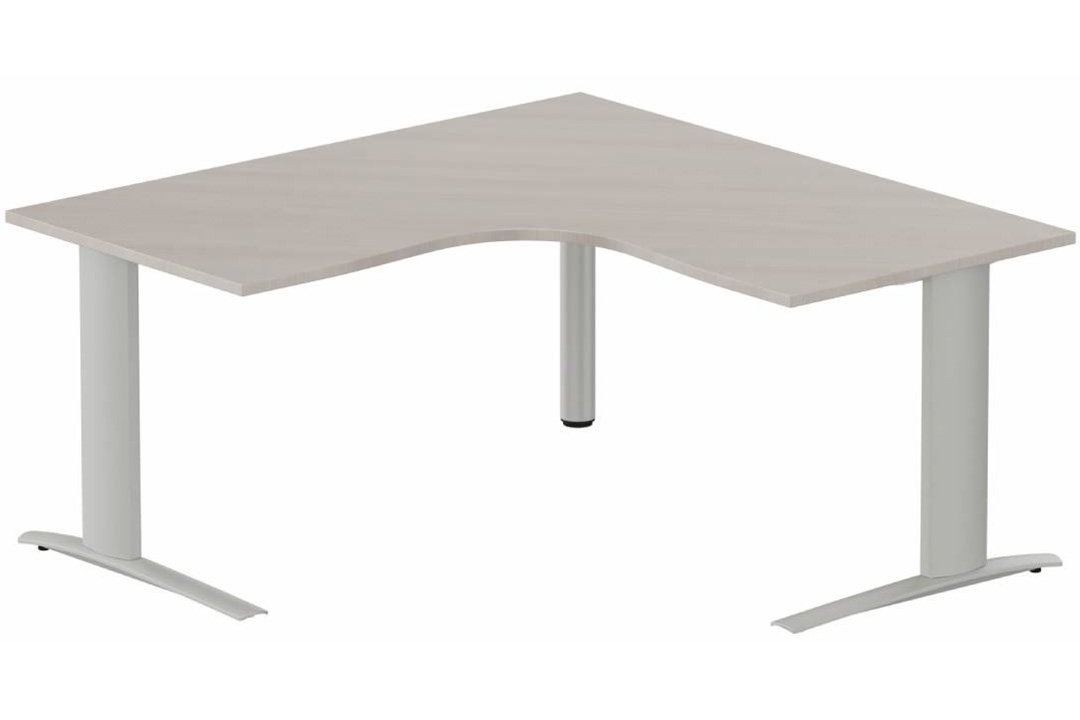 Bureau 90° symétrique, 160x160/80cm, Acacia/Aluminium