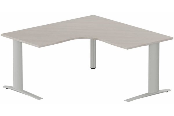 Gamme K1 - Plans compacts - Bureau 90° symétrique, 160x160/80cm, Acacia/Aluminium