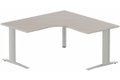 Bureau 90° symétrique, 160x160/80cm, Acacia/Aluminium