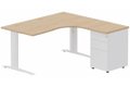 Bureau retour à droite, caisson métal, 160x162x80cm