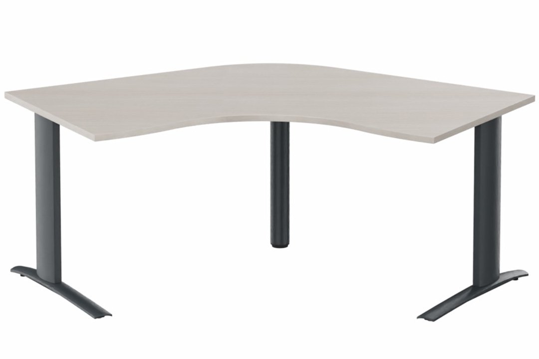 Bureau 120° symétrique, 120x120/80cm, Acacia/Anthracite