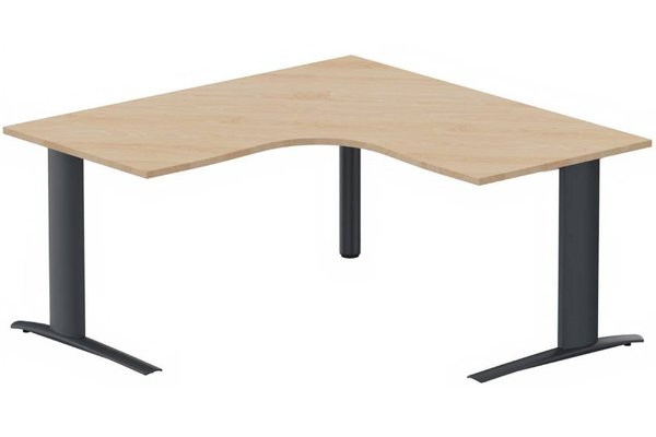 Gamme K1 - Plans compacts - Bureau 90° symétrique, 160x160/80cm, Hêtre/Anthracite