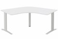 Bureau 120° symétrique, 120x120/80cm, Blanc/Aluminium