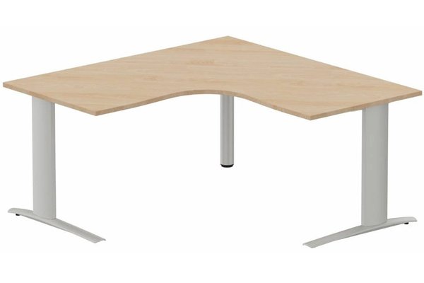 Gamme K1 - Plans compacts - Bureau 90° symétrique, 160x160/80cm, Hêtre/Aluminium