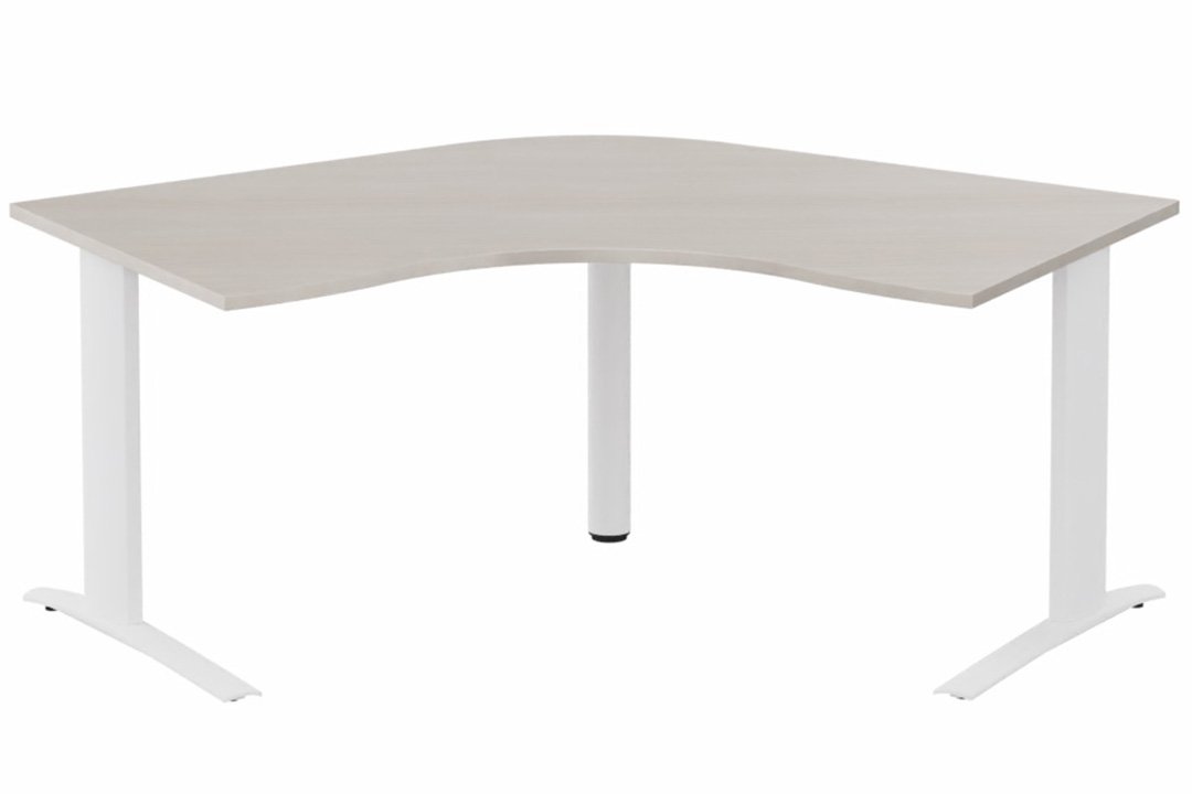 Bureau 120° symétrique, 120x120/80cm, Acacia/Blanc