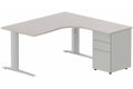 Bureau retour à droite, caisson métal, 160x162x80cm