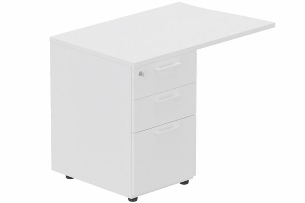 Gamme K1 - Extensions - Plans vagues - Retour à gauche sur caisson mélaminé, Blanc/Blanc