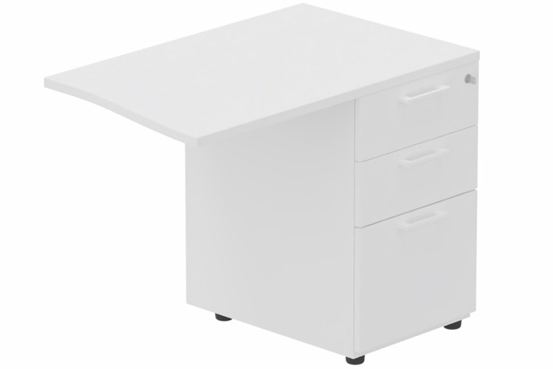 Retour vague à droite 90x60cm sur caisson porteur bois 3 tiroirs blanc/blanc - sur délai