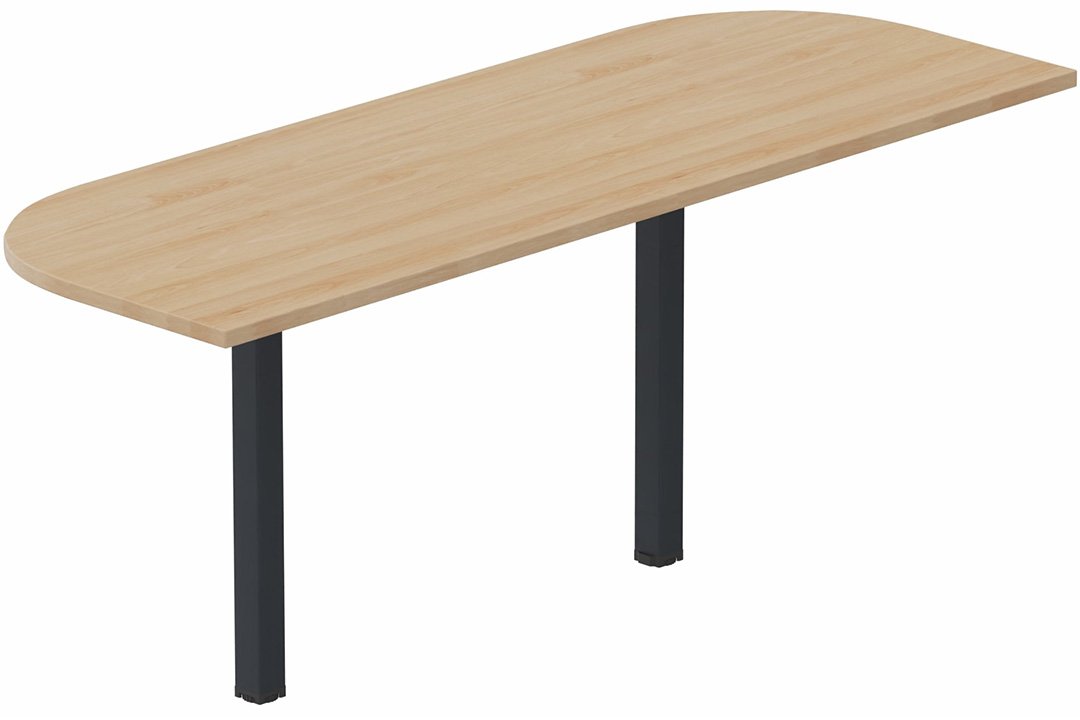 Extension demi-lune 145x70cm sur 2 pieds de soutien, plateau hêtre, structure anthracite