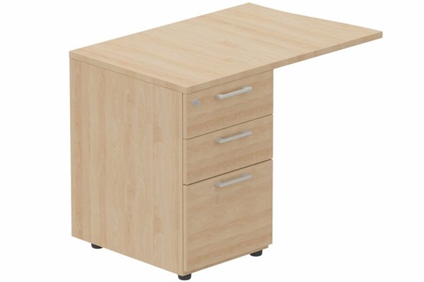 Gamme K1 - Extensions - Plans vagues - Retour à gauche sur caisson mélaminé, Hêtre/Aluminium