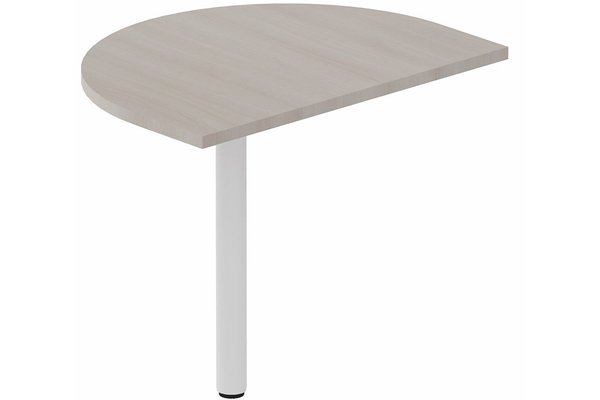 Gamme K3 - Plateau d'angle et extensions conviviales - Plan de convivialité 80x60cm sur pied de soutien, plateau acacia, structure blanc