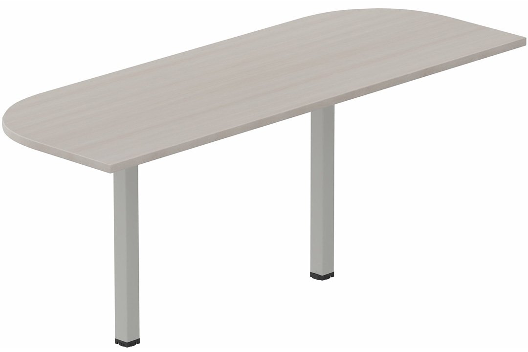 Extension demi-lune 145x70cm sur 2 pieds de soutien, plateau acacia, structure aluminium