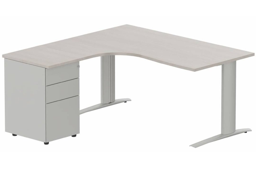 Bureau retour à gauche, caisson métal, 160x162x80cm