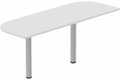 Extension demi-lune 145x70cm sur 2 pieds de soutien, plateau blanc, structure aluminium