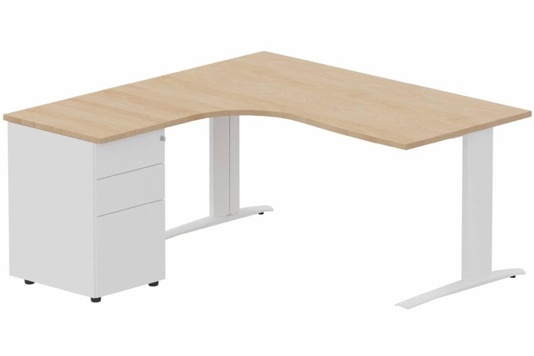 Bureau retour à gauche, caisson métal, 160x162x80cm