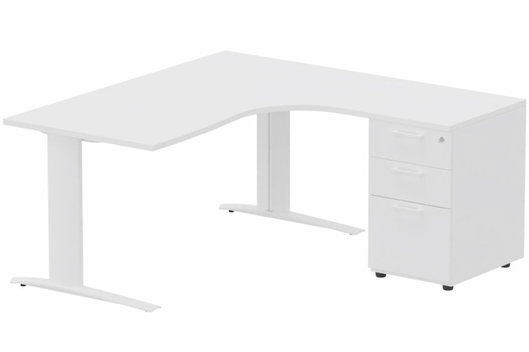 Bureau retour à droite, caisson mélaminé, 160x162x80cm