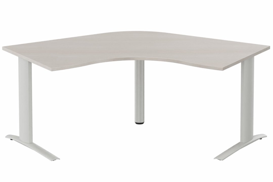Bureau 120° symétrique, 120x120/80cm, Acacia/Aluminium