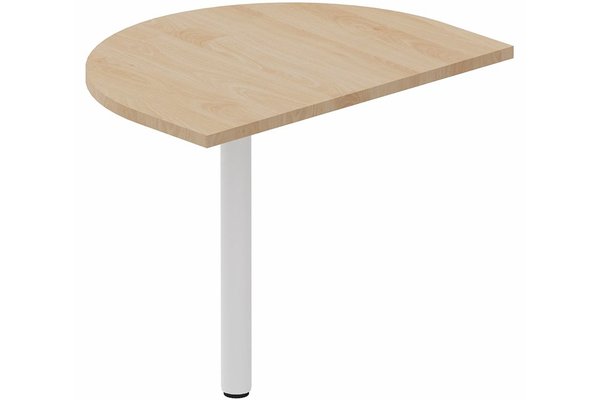Gamme K7 - Plateau d'angle et extensions conviviales - Plan de convivialité 80x60cm sur pied de soutien, plateau hêtre, structure blanc